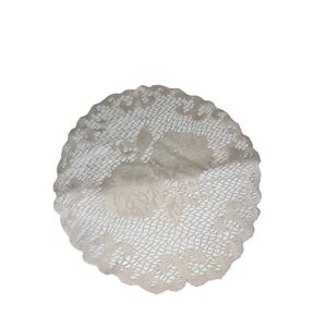 Vintage 14" Round Rose Lace Cottagecore  Champagne Doily